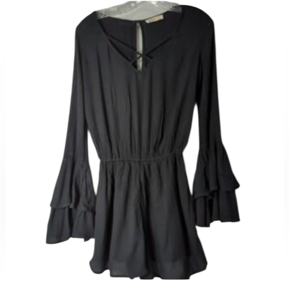 Hollister romper Black Bell Sleeve Romper Crisscross Neckline